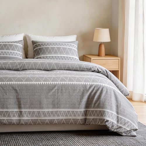 Tokokimo Duvet Cover King Size Set 3 PC Ultra Soft Microfiber Breathable Bedding Sets with Zipper Ties (1 Duvet Cover 220cm x 240cm +2 Pillowcases) (Grey King)