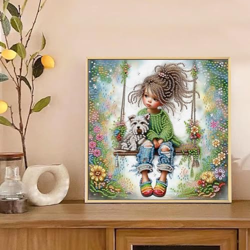 Image of AiYuanzsh 5D Special Shape Diamond Art Kits for Beginners, Swing Diamond Art Painting Kits for Adults, Crystal Rhinestones Diamond Art Painting for Home Wall Decoration Gift 12x12 inch