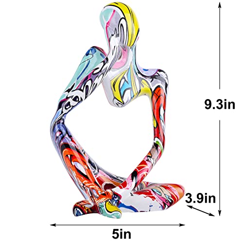 Large Abstract Graffiti Thinker Statue Colorful Meditation The Thinker Statue Minimalist Art Thinker Figurine Ornaments, Home Office Bookshelf Coffee Table Tabletop Living Room Decor Figurine (Left) #TOP1