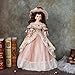 Cloveray 22 Inch 55cm Porcelain ＆ Fabric Victoria Doll, European Retro Handmade Ceramic Doll with Showing Stand for Room Decor, Birthday Gifts, Collectible，Name Lenore