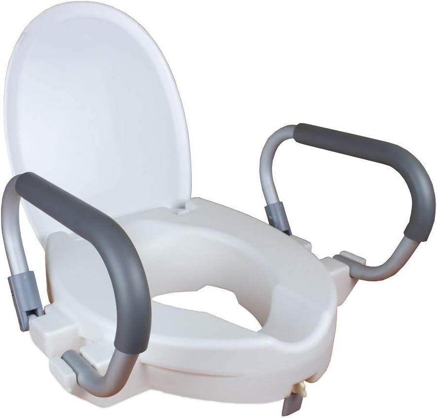 MobiclinicToilet Seat Riser, Lid and Foldable Armrests, Height 10cm, Model Alcalá