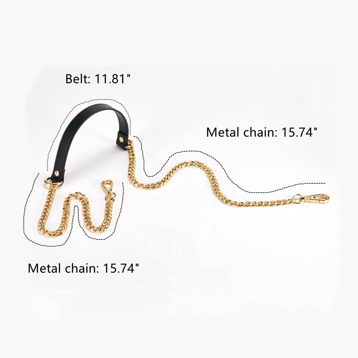 ESUPPORT Purse Straps Replacement Leather Metal Chain For Crossbody Handbags Shoulder Bag Wallet DIY 43.31 Inch Long - Image 3