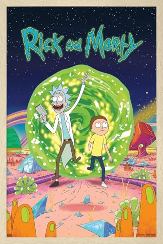 Trends International Rick And Morty - Cover Wall Poster, 22.4L x 14.7W, Blonde Framed Version