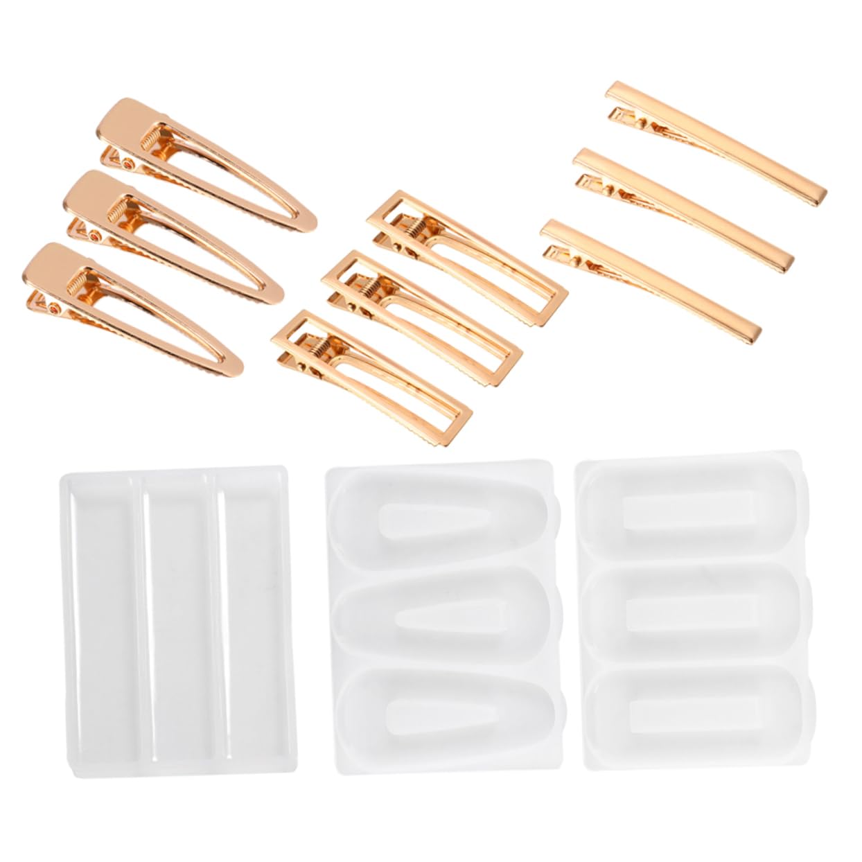 STOBOK 24pezzi Stampi Silicone Per Clip Per Kit Per Creazione Di Accessori Fai Te Resina Epoxy Inclusi Stampi e Accessori Metallici Per Clip Per