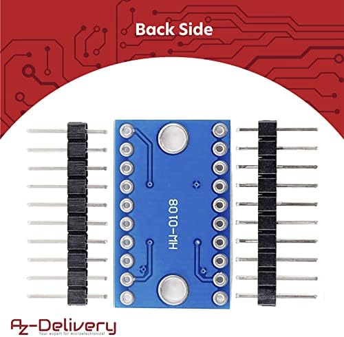 AZDelivery TXS0108E Logic Level Converter 8 Channel SPI 8 Way 3.3V 5V I2C IIC 8-Bit Bi-Directional Converter Module Compatible with Arduino and Raspberry Pi (Pack of 5)