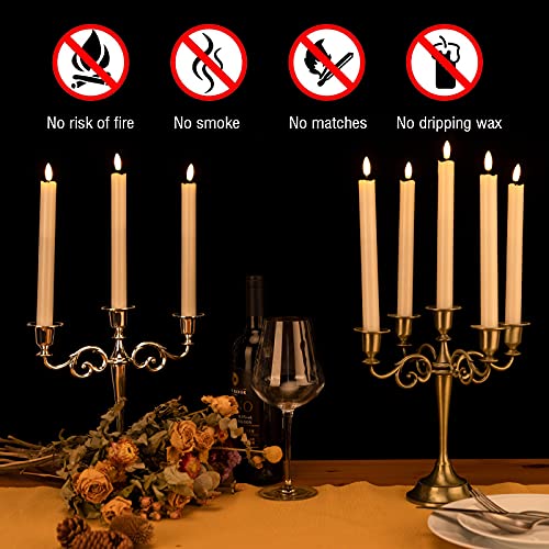 Flameless Taper Candles Flickering Battery Operated, 3D Wick Warm Light Electric Candles With 10-Key Remote, Led Window Candles Real Wax Pack Of 6 For Christmas Home Party Wedding Decor (Ivory) #TOP3
