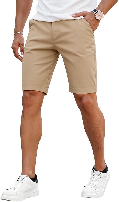 Mens Slim Fit Shorts 7" 9" Inseam Stretch Chinos Skinny Tapered Leg