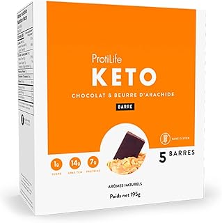 ProtiLife - Keto Protein Bars, 7g Protein, Low Sugar, MCT Fat, Ideal Protein Compatible, 5 Servings (Chocolate & Peanut Butter, 1 Box of 5 Bars)