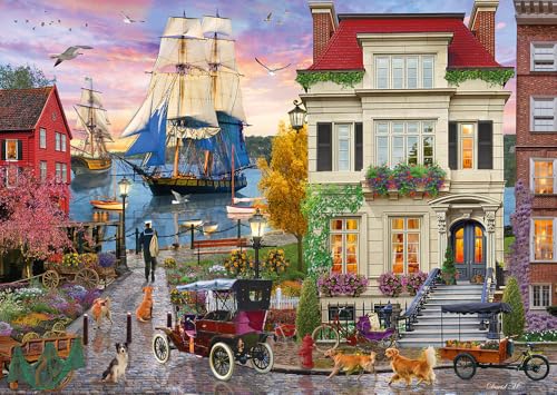Schmidt Spiele- Barco en el Puerto, 1000 Piezas Rompecabezas, Multicolor, Talla única (58989)