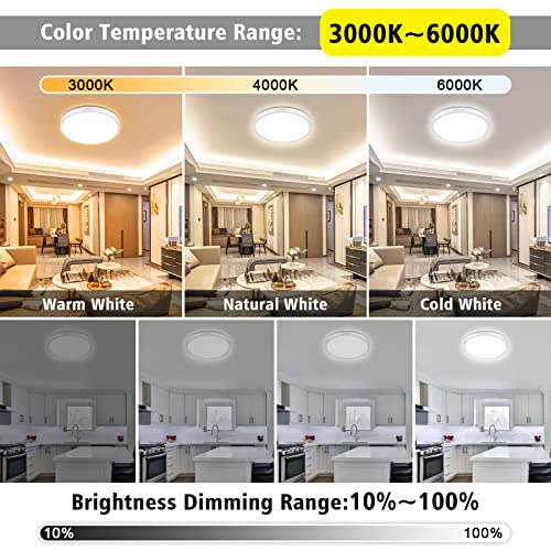 Dimmable LED Ceiling Light Panel with Remote Control,24W 2200LM,3000K-6000K,Night Light Function,IP54 Waterproof Round LED Flush Mount Ceiling Light for Bedroom,Bathroom,Kitchen,Hallway,Ø30CM - Image 3