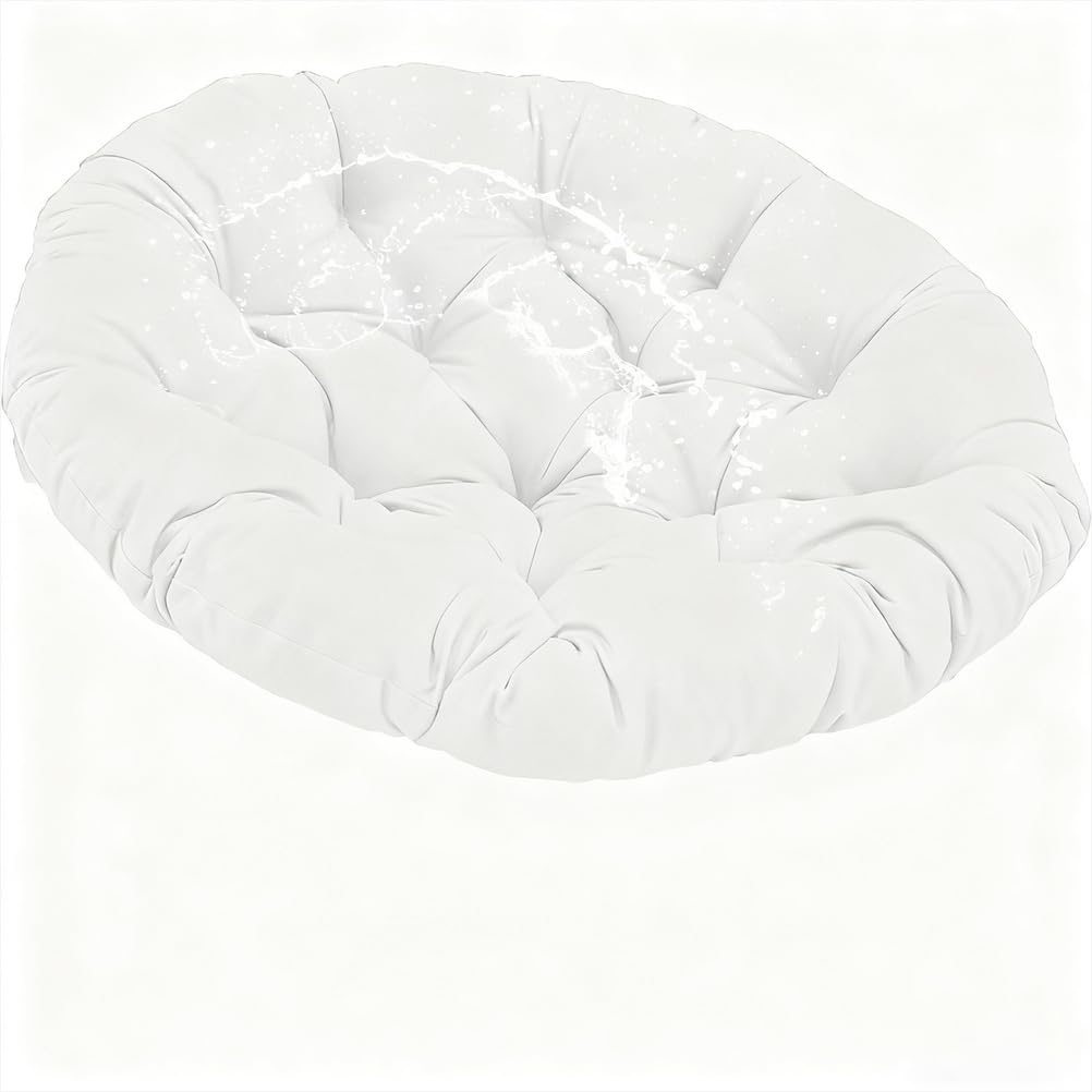 SVFOEBJM Waterproof Chair Cushion –Hanging Cushion for Indoor/Outdoor – Egg Chair Cushion for Garden Balcony Patio – Large White Elephant Model 110 x 150 cm
