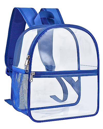 Image of Paxiland Clear Backpack Stadium Approved 12×12×6 with Reinforced and Wider Shoulder Straps, Small Clear Bag for Schools, Concerts, Work, Festivals and Sporting Events - Blue