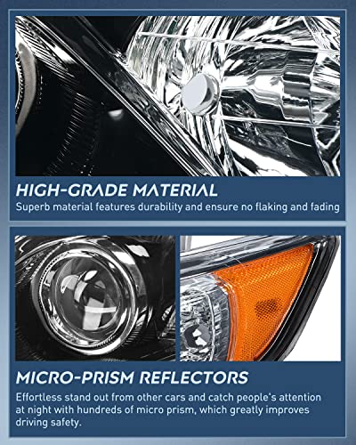 Image of Nilight Headlight Assembly for 2012 2013 2014 Toyota Camry L /LE /XLE /Hybrid LE XLE Headlamps Replacement Black Housing Amber Reflector Driver and Passenger Side