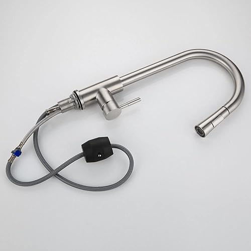 Miniatura 6 de Grifo de fregadero de cocina para bar, granja, comercial, grifos de cocina de acero inoxidable cepillado, boquilla extraíble, grifo de agua para