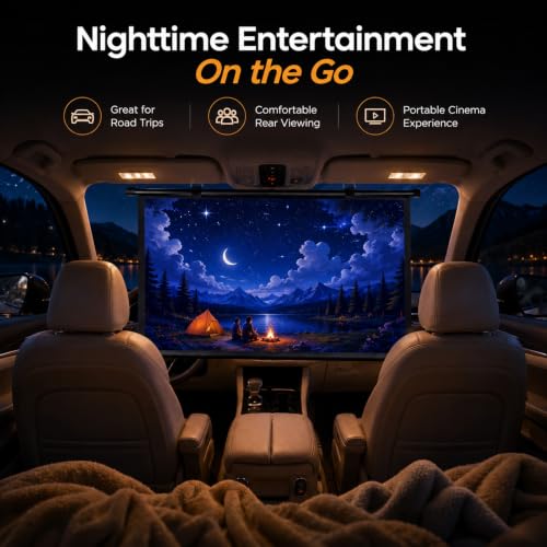 Car Projector Screen - Pantalla portátil de proyector 16:9, enrollable manual para auto, SUV, RV, camping y uso al aire libre miniatura 3