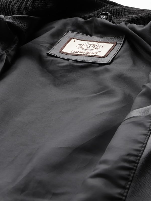 Image of Leather Retail Black Full Sleeve Solid Men Jacket