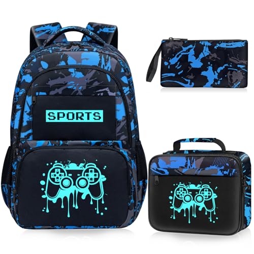 Fitvc Mochila escolar para meninos – Mochila de jogos para crianças, adolescentes, ensino fundamenta