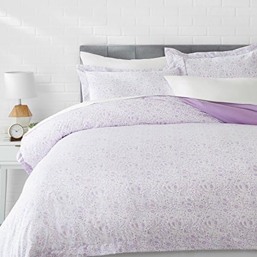 AmazonBasics Microfiber 3-Piece Quilt/Duvet/Comforter Cover Set - Queen, Lavender Paisley - with 2 pillow covers
