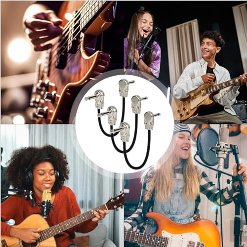 Cables patch pour pedales de guitare 15 cm : cordon coude stereo basse et scene