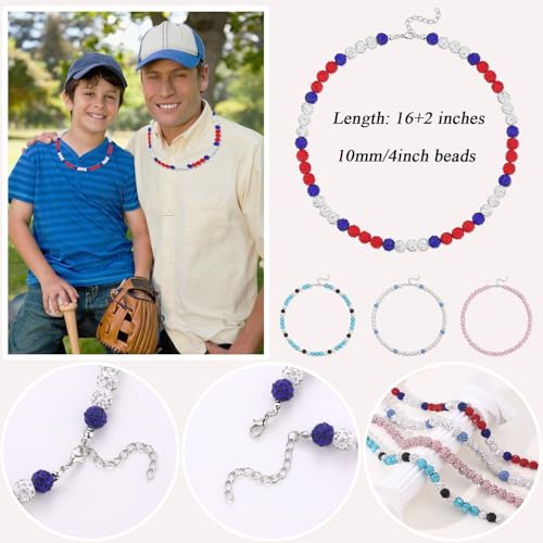 Baseball Ice Necklace - Baseball Beaded Necklace - Bling Baseball Necklace - Athlete Inspired Rhinestone Necklace Accessories Gift for Men4