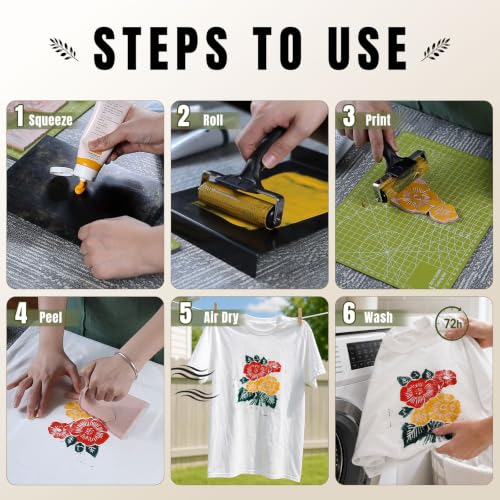 Image of Bobblebro Linocut Kit for Printmaking, 6 Color Fabric Block Printing Kit | Stamp Making Kit with 2.6 oz Fabric Block Printing Inks, Linocut Blocks, Carving Tools, Adult DIY Art & Back to School Gifts