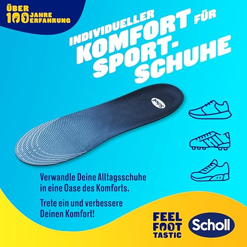 Scholl GelActiv Sport-Einlegesohlen für Männer, Ganztägig komfortable Laufschuheinlegesohlen für frische und kühle Füße, super Stoßdämpfung und Federung mit GelWave-Technologie, Größe 40 - 46,5