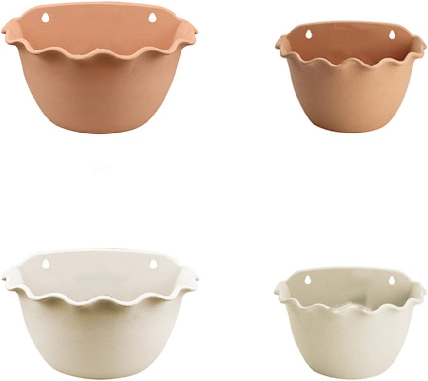 Happyyami Outdoor Hanging Planters Basket Balcony Fence Wall Planters Plastic Flower Pot Plants Holder Hanger Plastic Wall for Balcony Fence Hanging Flower Pots Indoor