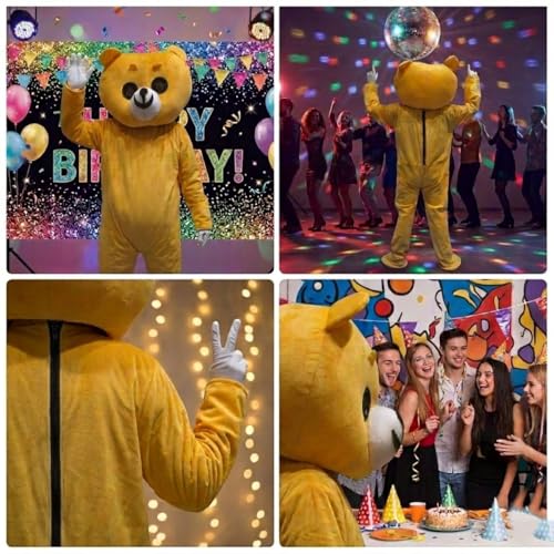 Image of BookMyCostume Fleece Buy Funny Yellow Prank Bear Mascot Costume For Instagram Youtube Videos Making & Events | Adults | Full Size