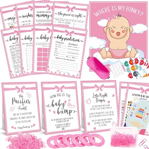 Baby Shower Games for Girl, 12 Baby Shower Games for 50 Guests, Girl Baby Shower Games, Funny Hilarious Coed Pink...