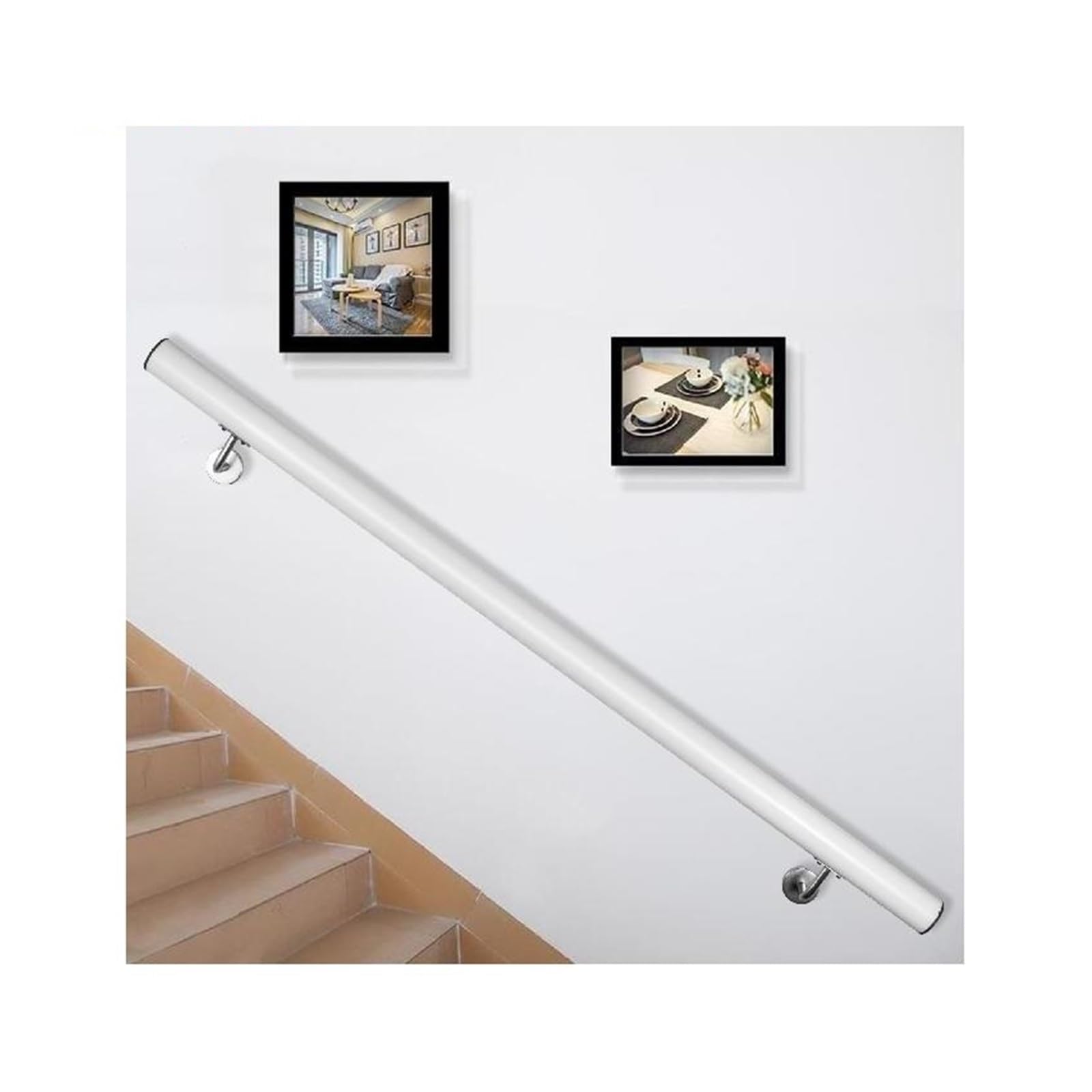 Stair Handrail 3/5/6ft Length Stair Rail Aluminum Modern Handrails for Stairs 200lbs Load Capacity Stairway Railing Round(6ft Black)
