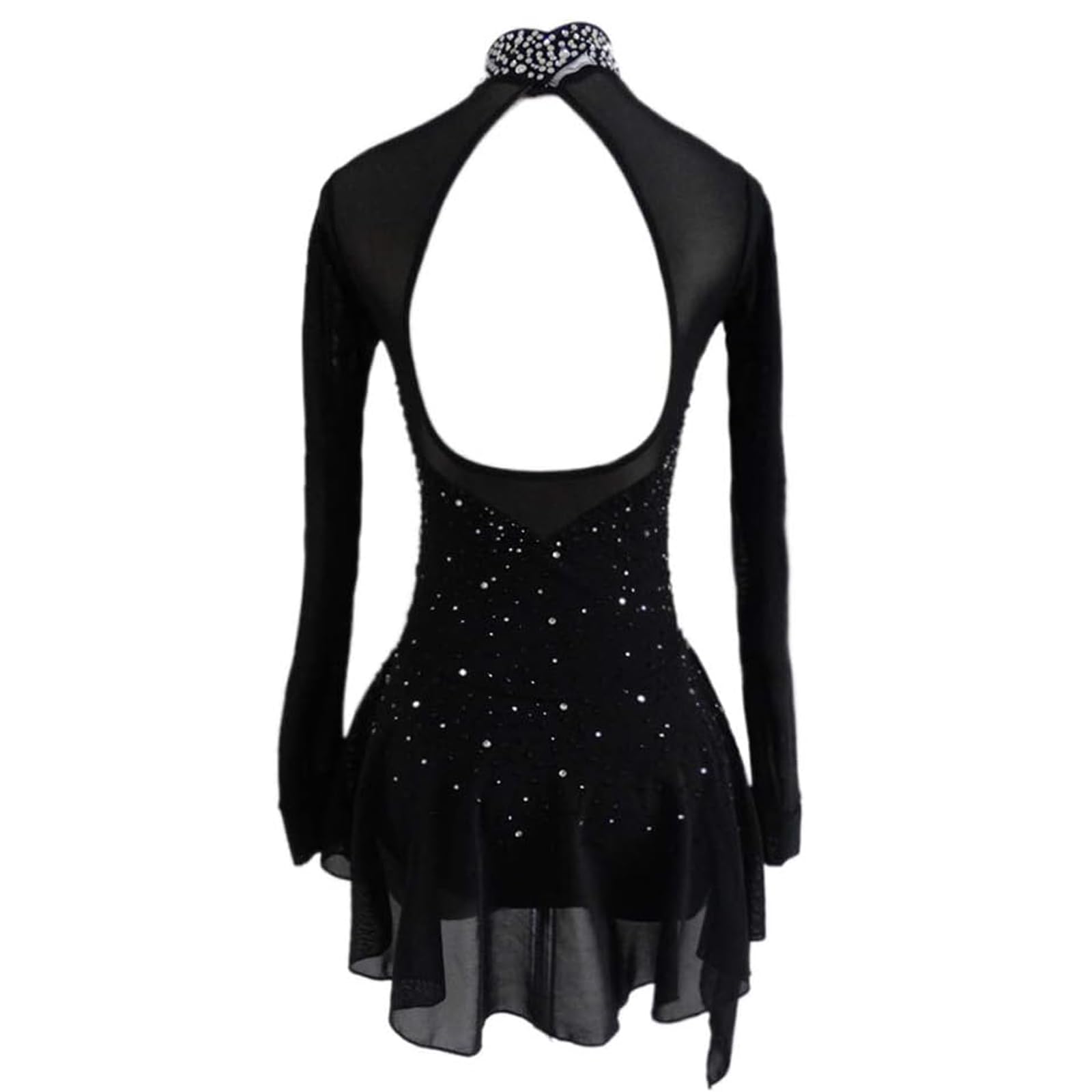 LIUHUO Vestido de patinaje artístico para niñas y mujeres, hecho a mano, con cristales de calidad, manga larga, transpirable