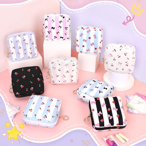 Image of Period Bag for Teen Girls, Canvas Sanitary Napkin Storage Bag with Zipper, Portable Menstrual Pad Bag Tampon Holder for Purse
