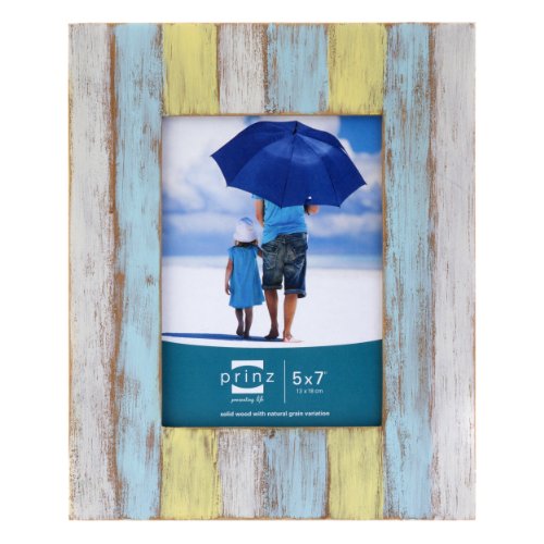 Prinz Shorelines Washed Wood Frame, 5 by 7-Inch, Multi-Color