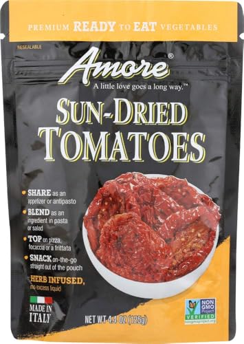 Amore Tomates secos para comer Tomates secos con infusión de hierbas, 4 oz bolsa resellable