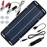 12V Solar Panel Kit, 30w 12v Solar Trickle Charger, 14 X 5 inch Portable Solar Powered Charger Kit with 4 Suction Cups, High-Efficiency Car Battery Charging for Car Rv Boat Motorcycl