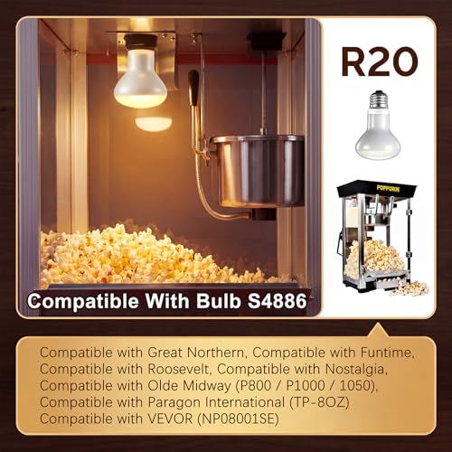 Naucoos 4 Pack 50W 120V R20 Popcorn Machine Light Bulb Replacement by Naucoos - Image 2