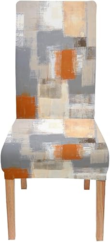 Miniatura 82 de TOMWISH Fundas para Sillas De Comedor 6, Fundas para sillas de comedor, pintura de arte abstracto, funda extraíble elástica de elastano para silla