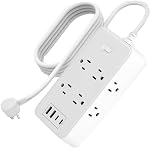Protecteur de surpression de barre de puissance 10 C'est parti. Lylilidy Cord d'Exetnsion Flat Plug avec 8 Sorties 4 USB Ports(2 USB C), Wall Mount for Home Office College Dorm Room Essentials (Noir)