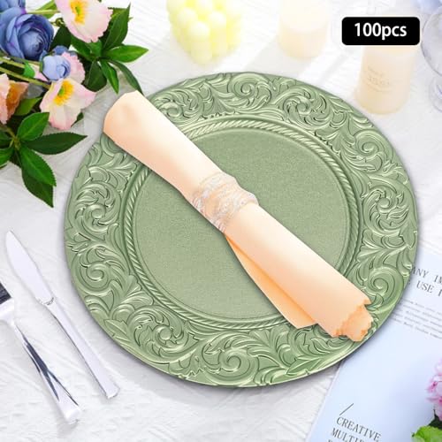 Platos vigoré reutilizables redondos verdes 100 unidades miniatura 7