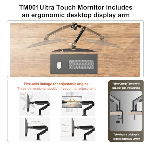 Image of Chengying Touch Screen Monitor | 32 inch 4k | Ultra Narrow Bezel Monitor with Ergonomic Bracket arm | Touch Panel and Display Panel 2in1