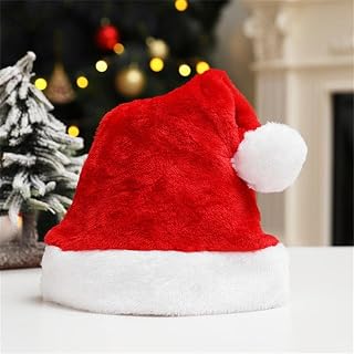 Soft Plush Xmas Santa Hat, Christmas Hat Santa Hats for Children Adults Deluxe Plush Santa Hat Costume Christmas Ornaments
