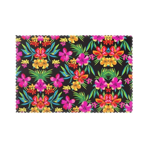 Set de table hawaïen polyester lavable rectangulaire 30x45cm floral - 2