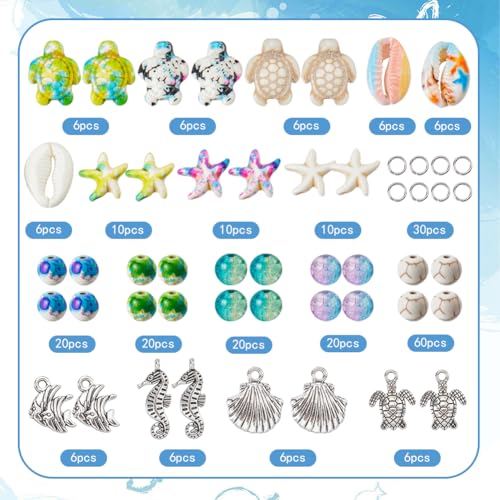 Cuentas de caballito de mar y elementos del océano para crear collares y pulseras de moda 3