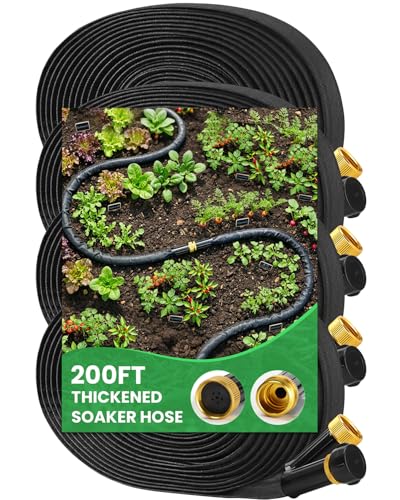 MIXC 2026 Thickened Flat Soaker Hose 200Ft with Copper Joint, Saving 80% Water, Aluminum Seal, 1mm...