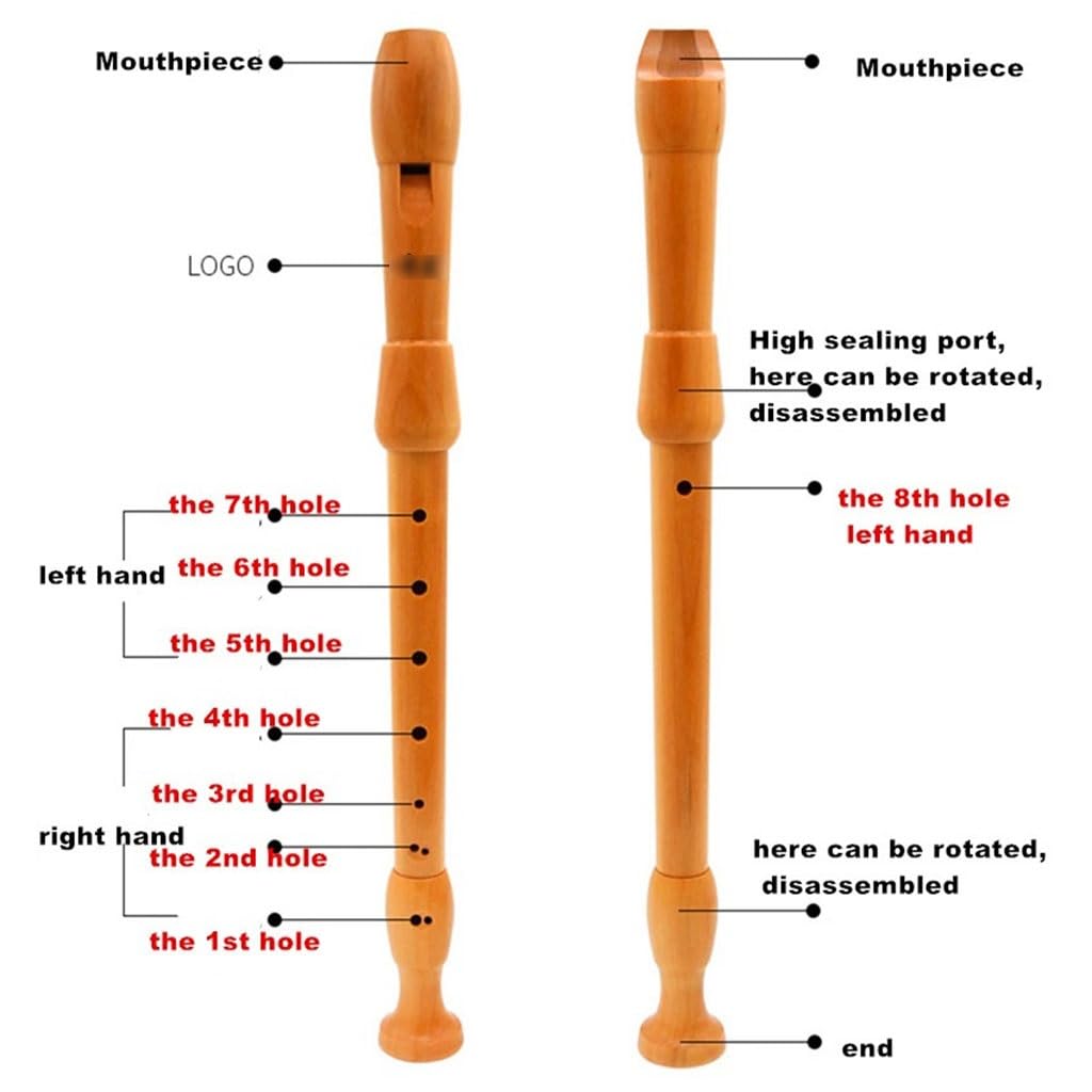 Flauta Dulce Alto de 8 Agujeros Instrumentos Musicales Flauta de Madera de Arce Estilo alemán Estilo Barroco Clarinete Alto(Baroque)