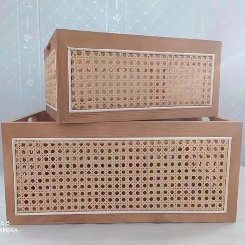 MJKQ9 籐製ボックス 収納ケース 45*30*20cm 木箱収納 収納ボックス 籐製 収納ケース おしゃれ 小物収納 積み重ね可能 ナチュラル カラーボックス キューブ ワイン木箱 本箱 スタイル2 長方形ボックス ワイン木箱 本箱 キューブボックス