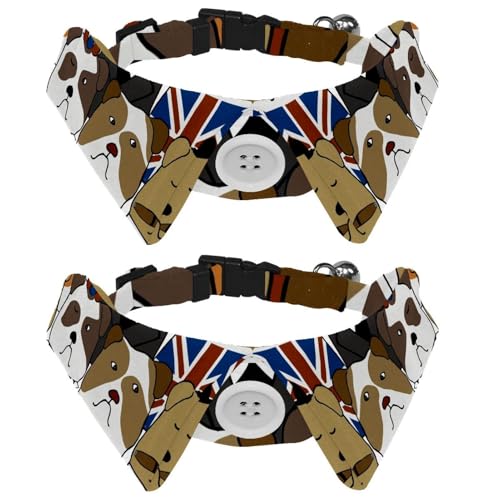 Collare per cani con papillon, collare formale regolabile per smoking, con colletto rimovibile, collari per gatti per piccoli animali domestici, bulldog inglese