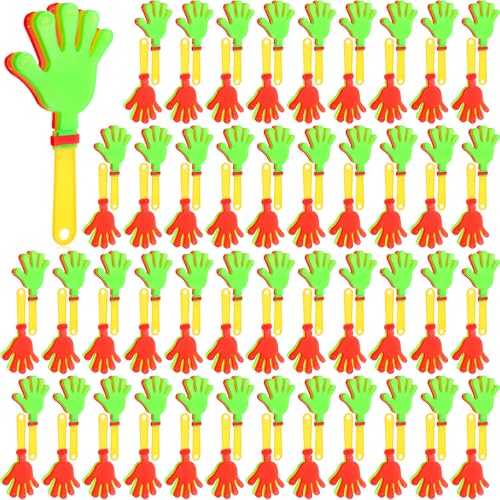 Lenwen 100 Pcs Hand Clappers Bulk 7.5 Inch Plastic Hand Clappers Noise Makers Cheering Noisemakers for Sporting Events Football Basketball Game Day Birthday(Bright Colors)