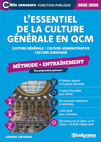 L’essentiel de la culture générale en QCM – Méthode + entraînement (Catégories A, B et C – Édition 2025-2026): Culture générale – Culture administrative – Culture juridique