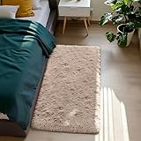 Fluffy Rug Shag Area Rug, Beige 2x4 Area Rugs for Bedroom, Small Bedside Rug, Soft Fluffy Shag Entryway Throw Rugs for Living Room Bedroom Kids Room Home Decor